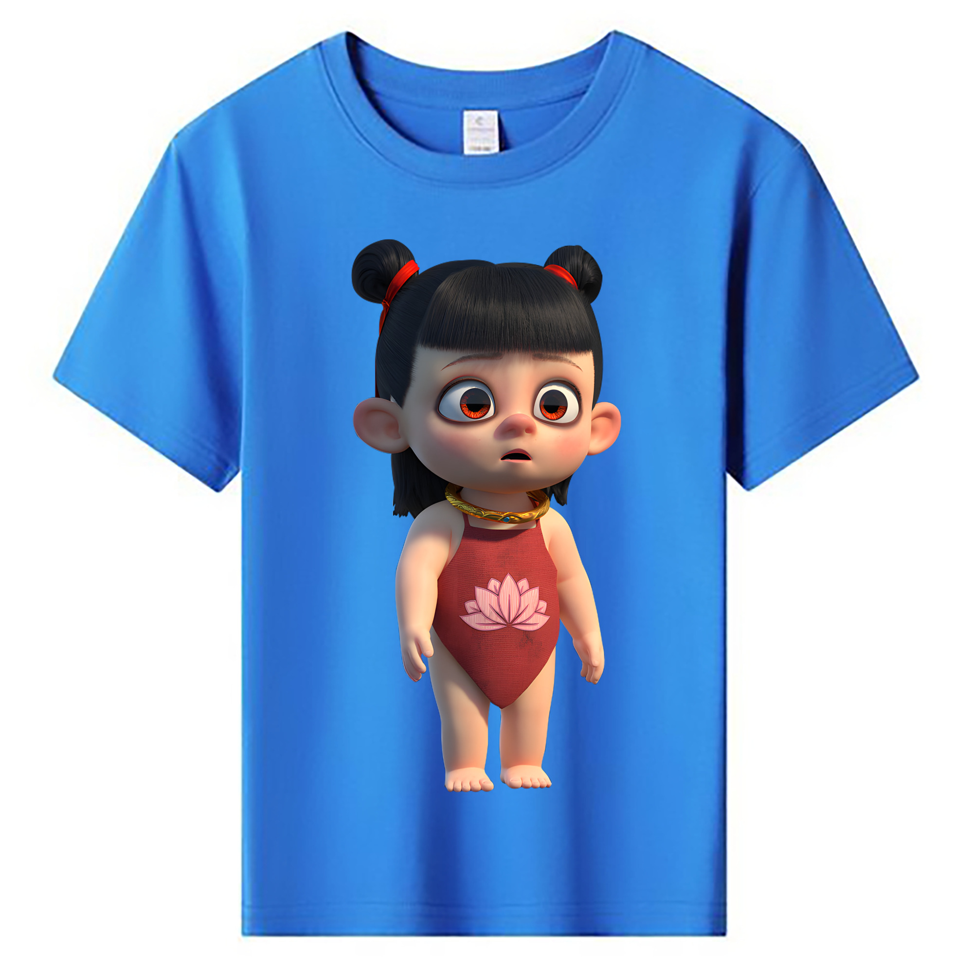 （画像用） Ne Zha 2 ナタ 魔童の大暴れ 綿100％キッズTシャツ（フロントプリント）